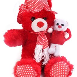 Tickles Teddy Bear with Kid Soft Stuffed Plush Toy Kids Boys & Girls Birthday Gift (Size: Length 70 cm Color: Red)-image-31