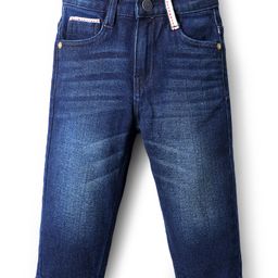 UCB Denim Full Length Solid Coloured Jeans With Tape Detailing - Navy Blue-image-41