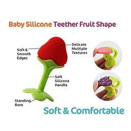 Numum Silicone Peach & Strawberry Shape Teether Pack of 2 - Multicolour (Color and design may vary) image 2