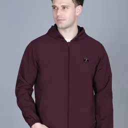 MOUNTAIN COLOURS Men Hooded Solid Windcheater Bomber Jacket-picture-31