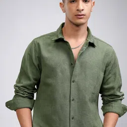 HIGHLANDER Men Micro Waffel Jacquard Textured Ocassion Shirt-image-63