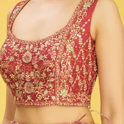 DIVASTRI Embroidered Sequinned Semi-Stitched Lehenga & Unstitched Blouse With Dupatta image 2