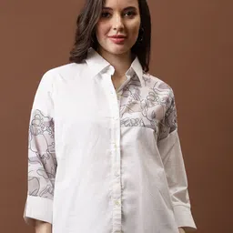 Athena Immutable Print Applique Cotton Shirt Style Top-image-10