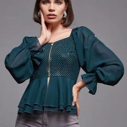Miss Chase Teal Embellished Crop Top-picture-40