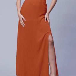 Moomaya Orange Maxi Skirt-image-122