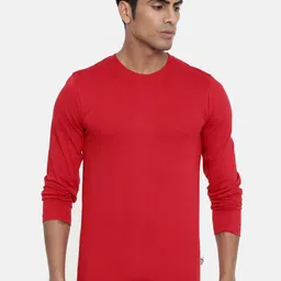 zebu Men Red Solid Round Neck Lounge T-Shirt-image-57