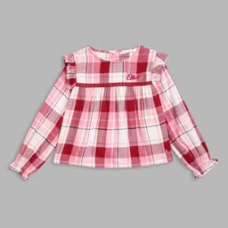 ELLE Girls Checked Ruffles Top-image-10