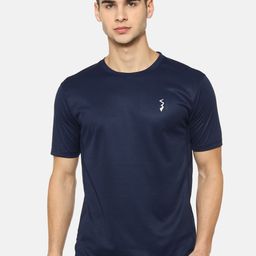 Campus Sutra Men Blue Solid Round Neck Anti-Microbial T-shirt-image-13