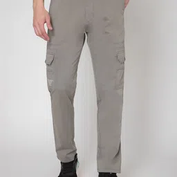 SCARY FOX Men Mid-Rise Comfort Easy Wash Cargos Trousers-image-31