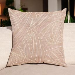 Khaabka Anvaaya Beige & White Embroidered Square Shaped Cushion Cover-image-30