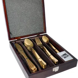 Shapes Rose Titanium Coated Gold Cutlery Set of 24 Pcs. SC/RE/TNG/24DK/MR-image-46