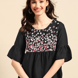Sangria Floral Print Peplum Top-picture-30