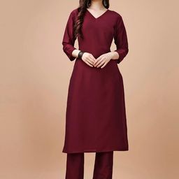 TRY LUCK FASHION Maroon Viscose Rayon Kurta Sets-image-95