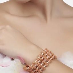 Zaveri Pearls Peach Cluster Beaded Multistrand Ethnic Classic Bracelet - ZPFK13657-image-79