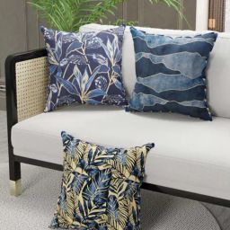 Bianca Suzane Navy & Gold Micro Fiber Reversible Printed Cushion Covers - Set of 3-80