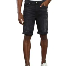 Calvin Klein Jeans Washed Black Cotton Slim Fit Shorts-picture-34
