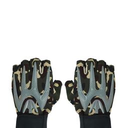FabSeasons Unisex Grey & Green Camouflage Mountain Bike Half Finger Anti Slip Gloves-image-15