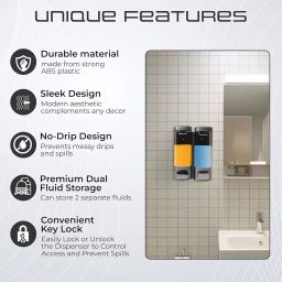 Robustt 2x200 ml ABS Plastic Grey Wall Mount Dual Soap Dispenser, CD263C image 5