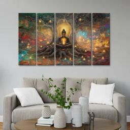 999Store Printed Brown MDF 5 Panels Wall Art-image-72
