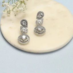 Biba White Brass Drop Earrings for Women-image-37