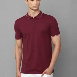 Louis Philippe Jeans Maroon Cotton Slim Fit Polo T-Shirt-image-97