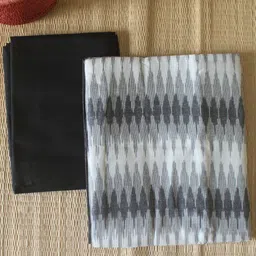 Weaves of Tradition Geometric Ikat Printed Pure Cotton Unstitched Dress Material-10