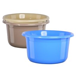 Aura Blue & Beige 3 piece Solid Plastic Bath Accessories Set-46