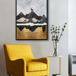 999Store Grey Canvas The Swamp Deer In Mountain Abstract Modern Art Canvas Painting-5