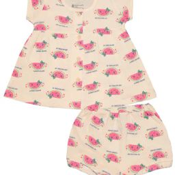 Bodycare Kids Cream Printed Frock with Shorts-image-24