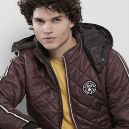 The Indian Garage Co Men Coffee Brown Solid Quilted Jacket-12