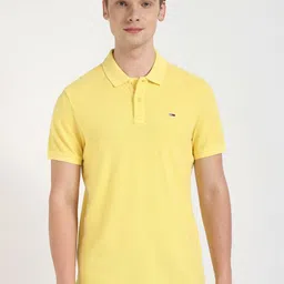 Tommy Hilfiger Men Solid Polo Collar Cotton Slim Fit T-shirt-image-98