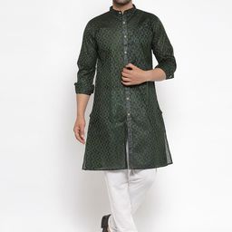 KLOTTHE Men Green Ethnic Motifs Printed Kurta-picture-15