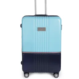 Tommy Hilfiger Turquoise blue & Navy Blue Colourblocked Large Hard Luggage-image-40