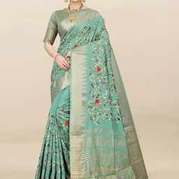 DIVASTRI Ethnic Motifs Embroidered Silk Cotton Saree-picture-15