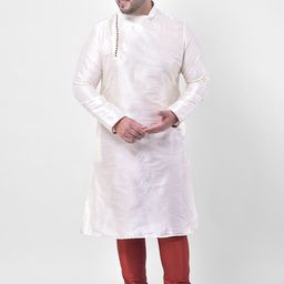 Printed Kurta Men Off White Solid Kurta-image-42