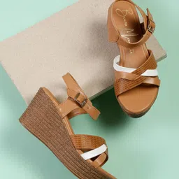 Bruno Manetti Textured Open Toe Wedges With Ankle Loop-14