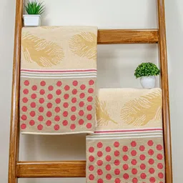 RANGOLI Beige & Red 2 Printed Cotton 460 GSM Bath Towel-16