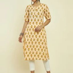 Soch Peach Floral Print Straight Kurta-picture-18