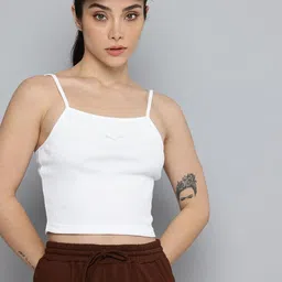 Puma ESS ELEVATED Pure Cotton Shoulder Straps Ribbed Crop Top-picture-18