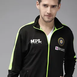 MPL SPORTS Men Black Brand Logo Printed Team India Training Track Jacket-picture-44