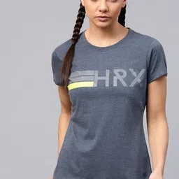 HRX by Hrithik Roshan Women Nvay Blue Printed Round Neck T-shirt-picture-32