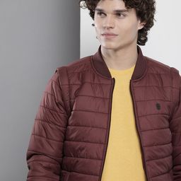 The Indian Garage Co Men Brown Solid Padded Jacket-image-32