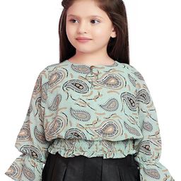 Tiny Kingdom Girls Printed Bell Sleeves Blouson Top-image-47