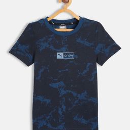 Puma Boys Navy Blue one8 Virat Kohli Tie and Dye Pure Cotton Slim Fit T-shirt-image-63