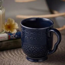 Fabindia Home 'Varisha' Navy Ceramic 9 cm Mug (0.4 L)-40