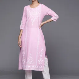 Varanga Women Pink & White Ethnic Motifs Printed Kurta-image-75