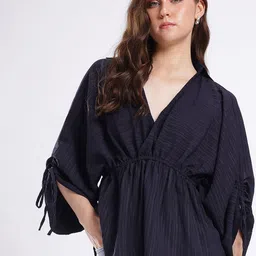 Stylecast X Hersheinbox Striped Cut-Out Detailed Shirt Collar Kimono Sleeve Empire Top-picture-8