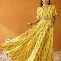 Noh.Voh - SASSAFRAS Kids Girls Printed Ready to Wear Lehenga &-picture-24