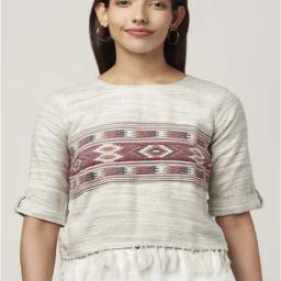 Akkriti by Pantaloons Off-White Jacquard Pattern Top-image-52
