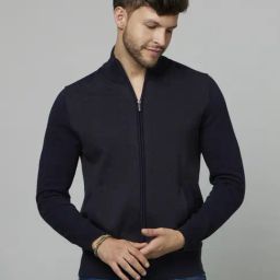 celio* Navy Cotton Slim Fit Jacket-image-32